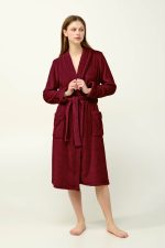 Μονόχρωμη Μακριά Γυναικεία Ρόμπα Fleece Vamp 23361