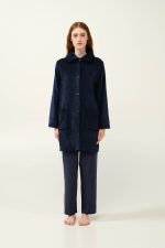 Μονόχρωμη Γυναικεία Ρόμπα Fleece Κουμπωτή Vamp 23362