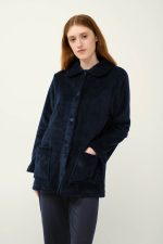 Κουμπωτή Κοντή Γυναικεία Ρόμπα Fleece Vamp 23358