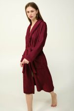 Μονόχρωμη Μακριά Γυναικεία Ρόμπα Fleece Vamp 23361