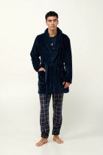 Fleece Μονόχρωμη Ανδρική Ρόμπα Vamp 23693