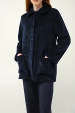 Κουμπωτή Κοντή Γυναικεία Ρόμπα Fleece Vamp 23358