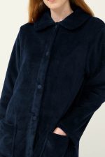 Μονόχρωμη Γυναικεία Ρόμπα Fleece Κουμπωτή Vamp 23362
