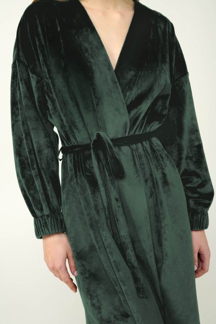 Μονόχρωμη Γυναικεία Velvet Ρόμπα Vamp 23086