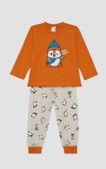Unisex Βρεφική Πυτζάμα Penguin Χειμερινή Minerva 90-62389