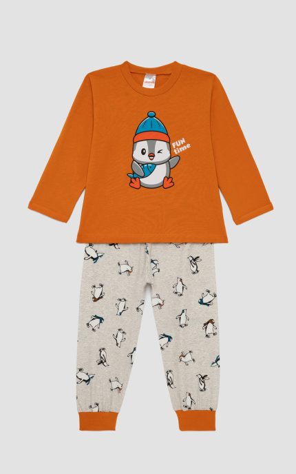 Unisex Βρεφική Πυτζάμα Penguin Χειμερινή Minerva 90-62389