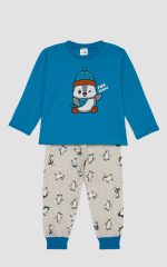 Unisex Βρεφική Πυτζάμα Penguin Χειμερινή Minerva 90-62389