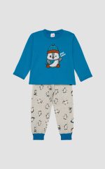 Unisex Βρεφική Πυτζάμα Penguin Χειμερινή Minerva 90-62389