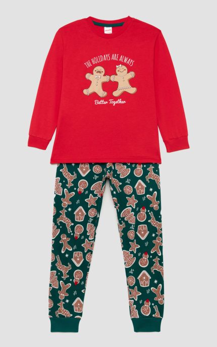 Unisex Χριστουγεννιάτικη Παιδική Πυτζάμα Biscuit Minerva 90-69504