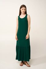 Μονόχρωμο Maxi Καλοκαιρινό Viscose Φόρεμα Vamp 24492