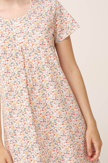 Floral Βαμβακερό Νυχτικό με Πιέτα Vamp 24290