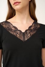 Γυναικείο T-Shirt Micromodal με Δαντέλα Vamp 24166