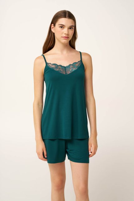Μονόχρωμο Babydoll Micromodal με Δαντέλα Vamp 24011