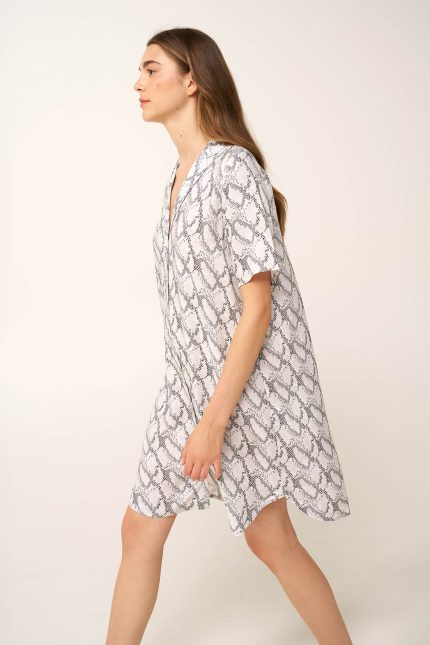 Καλοκαιρινό Νυχτικό Snake Print Κουμπωτό Vamp 24127