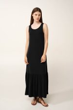 Μονόχρωμο Maxi Καλοκαιρινό Viscose Φόρεμα Vamp 24492