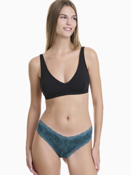 Brazilian σλιπ εμπριμέ από bamboo με δαντέλα W2014-79